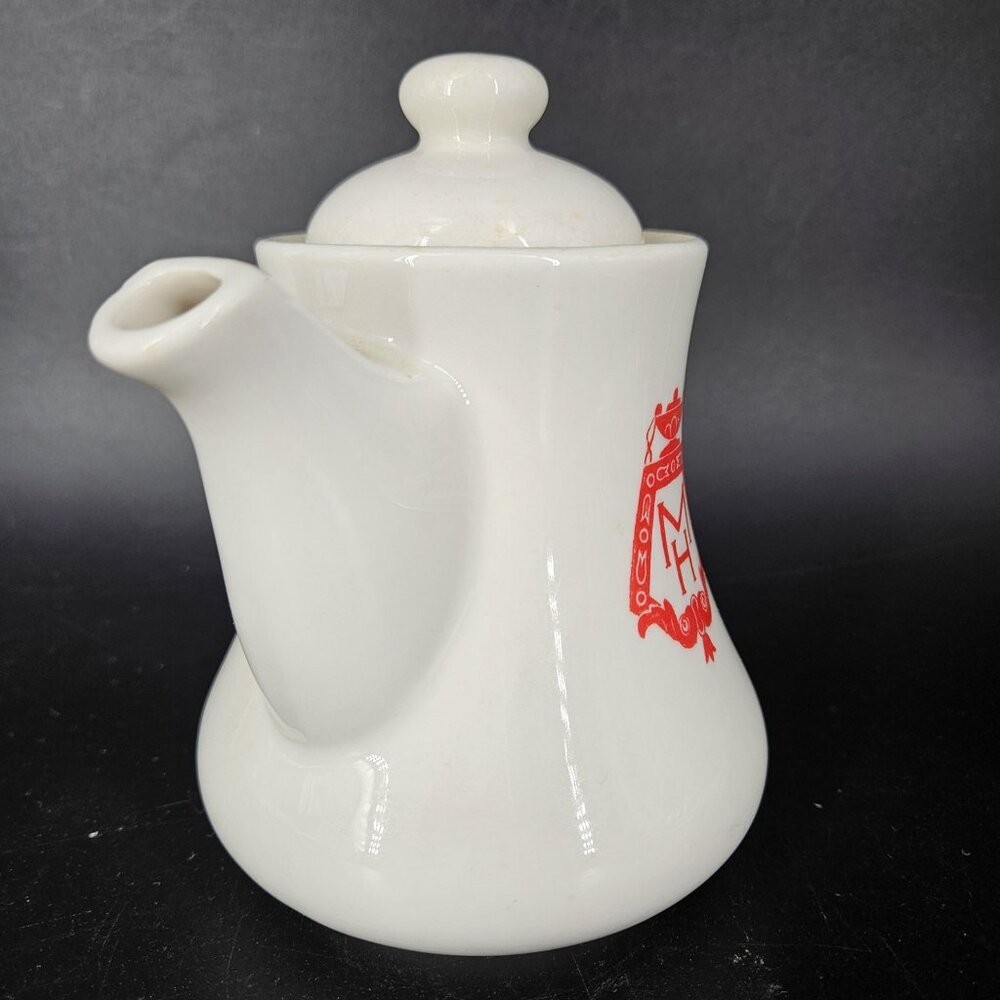 Vintage Scammell's Lamberton China White Teapot Pitcher White Red Hotelware - Picture 7 of 14